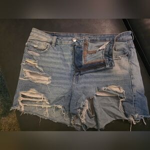 American Eagle Outfitters Ripped Light Blue Jean Shorts